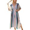 YouKD - Abito maxi con scollo a V, stile caftano bohémien, copricostume da spiaggia, per bikini, vestaglia, taglia unica, abbigliamento da casa per donne, Taglia unica