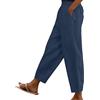 Yutdeng Pantaloni Donna Pantaloni Lino Estivi Larghi Eleganti Pantalone in Vita Elastica e Quattro Tasche Pantaloni Harem Tinta Unita Casual da Jogging Spiaggia Leggeri Comodi