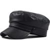 MESU Donne PU Cuoio Newsboy Cappello Beret Cappello Flat Top, Vino rosso, Taglia unica
