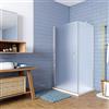 GENERIC 195cm Box Doccia Angolare Porta Battente con Parete Fissa 80x70cm in Vetro Temperato Satinato Opaco 6 mm Anticalcare con Barra Stabilizzatrice 90 cm (montaggio verso irreversibile)