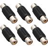 Jopto 6PCS Femmina a Femmina Accoppiatore Adattatore Phono Spina Dritta Cavo Audio AV Connettore Nero per Macchina Fotografica DVD VCD Video Recorder Console di Gioco e Televisione