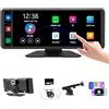 MOXYOY Videoregistratore DVR per auto wireless CarPlay e Android da 10,3 con fotocamera frontale 4K e fotocamera posteriore 1080p, Mirror Link, Bluetooth, trasmettitore FM, schermo IPS Full-Touch