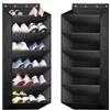 bssmmai Scarpiera porta, scarpiera da appendere, organizer per scarpe, porta con 6 tasche profonde, adatta a 12 paia di scarpe (nero)