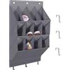 LJEC Organizer per scarpe da appendere, con gancio, porta scarpiera con 12 tasche profonde per armadio, organizer da appendere alla porta per campeggio, armadietto, dormitorio e camper, grigio