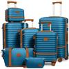 Joyway Set di valigie da viaggio 6 pezzi a guscio duro con beauty case custodia per cosmetici con 4 ruote e serratura TSA Il set di valigie contiene 1 borsa da viaggio e 1 borsa da toilette Blu