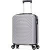 FLYMAX - Valigie con 4 ruote, grandi, medie e da cabina, super leggere, con rivestimento rigido, trolley in ABS per viaggi leggeri, Argento, 55x40x20 Ryanair, Valigia
