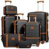 Joyway Set di valigie da viaggio 6 pezzi a guscio duro con beauty case custodia per cosmetici con 4 ruote e serratura TSA Il set di valigie contiene 1 borsa da viaggio e 1 borsa da toilette Nero