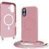 VAVAVOOMY Cover Compatible con iPhone 17 rimovibile custodia in silicone,Custodia con Regolabile Collana per Cordino Collana Rosa