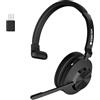 Voistek Cuffie Bluetooth Wireless con Microfono e Cancellazione del Rumore, Dongle USB per PC, Pulsante Muto, Ideali per Ufficio, Meeting, Zoom, Call Center, Homeoffice, Computer(Nero senza base)