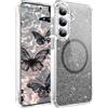 IMEIKONST Cover Magnetica per Samsung Galaxy S23 Plus [Compatibile con MagSafe], Custodia Trasparente Glitter Brillantini Antiurto per Donne e Ragazze Case per Samsung S23 Plus. Nero JXSF