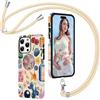 Coalbooliy Custodia con Cordino per iPhone 16 Pro Max 6,9, Aesthetic Summer Collage Disegno 2 in 1 Cover con Collana Regolabile Cellulare Girocollo per Femmina Antiurto Protettiva Bumper Case, 02