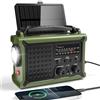 Mesqool Radio di Emergenza Solare e a Manovella con AM/FM, Powerbank Ricaricabile da 12000mAh, IPX6, Allarme SOS, Radio Portatile con Cinghia da Trasporto per Emergenze, Blackout Elettrico