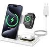 Aimtel 3 in 1 Stazione di Ricarica Wireless Pieghevole Compatibile con Apple Watch Series 11/10/Ultra 3/2/SE/SE3/,per iPhone 17/17 Pro/16/15/14/13/Air Pods Pro/4/3/2 Luci Notte Caricatore Wireless