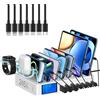 Rsydmny Stazione di Ricarica da 245W, 7 Porte Dispositivi Multipla USB, con schermo LCD Stazione Ricarica Cellulari per iPhone, Tablet e Altri Dispositivi Elettronici - bianco（Con 7 Cavi）
