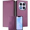 MOJIA Custodia per Xiaomi Redmi Note 15 Pro 4G, Resistente a Cadute e Graffi, Alta Qualità PU Pelle Stile Portafoglio Cover Folio con Chiusura Magnetica. Dark Purple