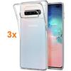 REY Pack 3X Cover in Gel TPU Trasparente per Samsung Galaxy S10+ - Galaxy S10 Plus, Ultra Sottile 0,33 mm, Morbido Flessibile, Custodia Silicone