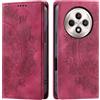 CASEONJAN Cover per Oppo Reno 12 F 5G / Reno 12FS 5G, Pelle PU Custodia a portafoglio con scomparti per Slot Schede, Antiurto Flip Caso Cover per Oppo Reno 12 F 5G / 12FS 5G (Vintage Rosso)