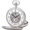 REGENT Orologio da tasca da uomo Savonnette Scheletro 53 MM Meccanico a carica manuale, numeri arabi in diverse varianti, P-705 - Argento