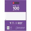 Miquelrius - 100 fogli quadrettati 5 mm, Rigatura a quadretti, Blocchi di fogli A4 di ricambio, Ricarica perforata 4 fori, Viola