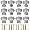 MengH-SHOP Pomelli per cassetti, rotondi, 30 mm, con vite in lega, per armadio, cassetto, cucina, 12 pezzi, argento spazzolato