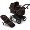 Bugaboo Donkey 6 passeggino singolo trasformabile in doppio e gemellare, passeggino per neonati e bambini, doppio contenitore e cestino laterale, maneggevolezza con una sola mano, Cocoa Brown