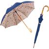 Le Monde du Parapluie - Ombrello da donna grande - Baldacchino a doppio strato - Manico in legno - motivi triangolari, blu, Classic