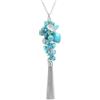 FULU AUTUMN Collane lunghe in argento da donna, collana lunga con ciondolo con perline e nappe in argento, catena per maglioni, bohémien, idea regalo per lei, 90 cm (with 8 cm extension), Pietra