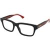 Gucci GG1865O 007 | Occhiali da Vista Graduati | Prova Online | Unisex | Plastica | Quadrati | Nero | Adrialenti