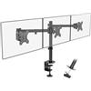 PUTORSEN Supporto da scrivania per 3 Monitor TV Montaggio LCD LED Computer Schermo di TV da 13-27, Portata 7 kg per Braccio, Nero
