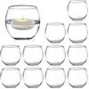 HAYHOI Set di 12 portacandele in vetro trasparente, 6,6 cm A x 7,9 cm L, portacandele rotondi per candele votive in bulk, piccolo portacandele a ciotola per centrotavola da matrimonio e decorazione per la
