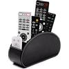 Exquilnova Supporto telecomando con 5 tasche, telecomando in pelle per TV, DVD, chiavetta 4K e telecomandi Bluray, anche come organizer da scrivania per penne, cosmetici (nero)