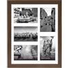 Americanflat Cornice 10x15 cm Effetto Legno di Noce - Portafoto da Parete Multiplo da 28x36 cm con Passepartout per 5 Foto 10x15 cm - Cornice Foto Multiple con Vetro Infrangibile