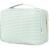Narwey Beauty Case da Viaggio, Beauty Case da Appendere per Donna Uomo, Borsa da toilette Wash Bag da Travel Kit Viaggio, Trousse Pochette Trucchi Donna per Viaggio (Striscia Verde Menta)