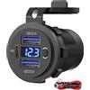 SUTNSCW Doppia porta USB Quick Charge 3.0 e presa PD USB C per caricabatteria da auto, presa USB 12 V con voltmetro e interruttore di alimentazione per auto, barca, camion marino