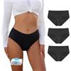 CARER Healthcare Incontinence Pregnancy Carer 3 Pezzi Mutande Mestruali con Assorbente Istantaneo da 50ML, Slip da Ciclo Lavabili e Riutilizzabili per Flusso Abbondante Nero Taglia XXL