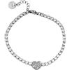 Beloved ❤️ Bracciale Tennis con charm donna e ragazza - Charm a tema con pavè di cristalli - Lunghezza regolabile con moschettone (Cuore)
