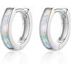 CERSLIMO Orecchini Opale, Arancione/Bianco/Blu/Rosa Opale Orecchini a Cerchio Argento 925 10 mm Gioielli Regali per Donne Donne Ragazze