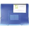Q-Connect Cartellina portadocumenti con elastico, 6 scomparti, divisori, tasche, PP/portadocumenti, formato A4, blu trasparente, con scomparti con finestre e indici