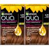 Garnier Olia Tinta Capelli Permanente Senza Ammoniaca Colorazione con Oli di Fiori di Origine Naturale ad Azione Illuminante e Nutriente Colore 6.35 Castano Chiaro Cioccolato - 2 Confezioni