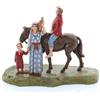 Moranduzzo Uomo a Cavallo con Famiglia Adatto a Presepe da 6 cm Scala 1:32 - MINI 6 - Statuina Indistruttibile, Stile '700, Rifinita a Mano, Scultore M. Landi, Made in Italy