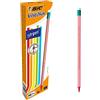 BIC Evolution Stripes, 12 matite con gomma, matite HB media, senza legno e infrangibile