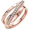 PANDORA Signature Anello con incrocio con pavé a tripla banda placcato in oro rosa 14 carati con zirconi cubici trasparenti, 50