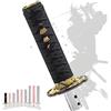 JINGLING Pomello del cambio Samurai Sword Katana Stick manuale AT MT Car Universal Custom Shifter Lever Head con 4 tipi di adattatori (nero e nero, 15 cm)