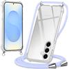 Coiwxmoi Cover per Samsung Galaxy S26+ / S26 Plus con Cordino,Trasparente Custodia con Laccio Tracolla Corda Catena Cinghia,Ultra Morbido Silicone TPU Antiurto Case per Samsung S26 Plus, Viola