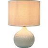 Relaxdays Lampada da Tavolo Spina di Pesce, Base in Ceramica, Paralume in Tessuto, E27, 42x30x30 cm, Bianca