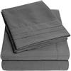 Sweet Home Collection Supreme Collection - Set di lenzuola per letto singolo, 3 pezzi, lenzuolo e federa per materasso singolo, extra morbido, cinghie elastiche agli angoli, tasche profonde, grigio