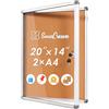 S SWANCROWN Swansea Bacheca chiusa in sughero con serratura, bacheca con porta da parete, per scuola e ufficio, 49 x 36 cm (2 x A4)