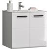trendteam smart living - Riva - Mobile sottolavabo sospeso - bianco lucido - lavabo con 2 ante e 1 ripiano - 60 x 57 x 46 cm - Superficie facile da pulire