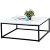 MEUBLE COSY Tavolino da Caffè Tavolini da Salotto Divano Tavolo Quadrata con Piano Effetto Marmo Struttura in Metallo per Soggiorno, Camera da Letto, Montaggio Facile, Bianco e Nero, 80x80x34cm