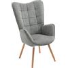 MEUBLE COSY Poltrona Imbottita Sedia da Salotto con Braccioli Poltroncina Relax in Tessuto con Schienale Alto Gambe in Legno per Camera da Letto Soggiorno